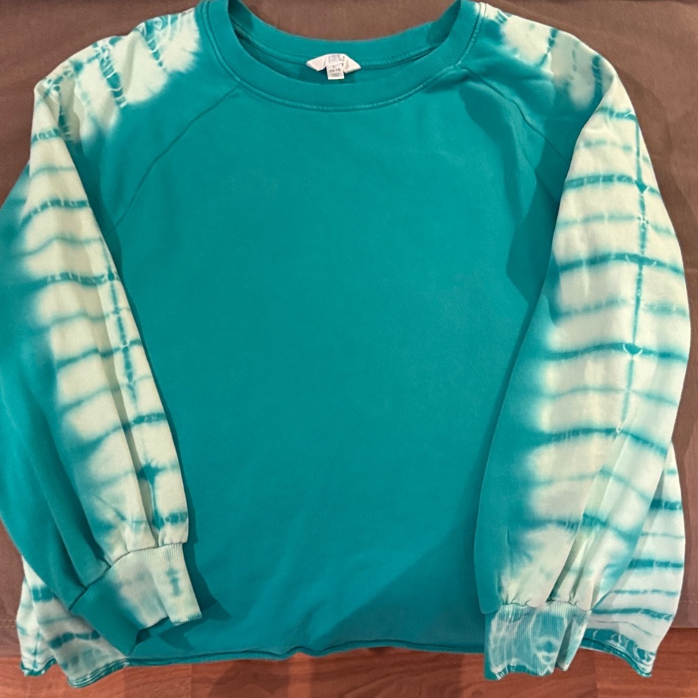 Time and Tru Teal and White Tie-Dye Kids Sweatshirt